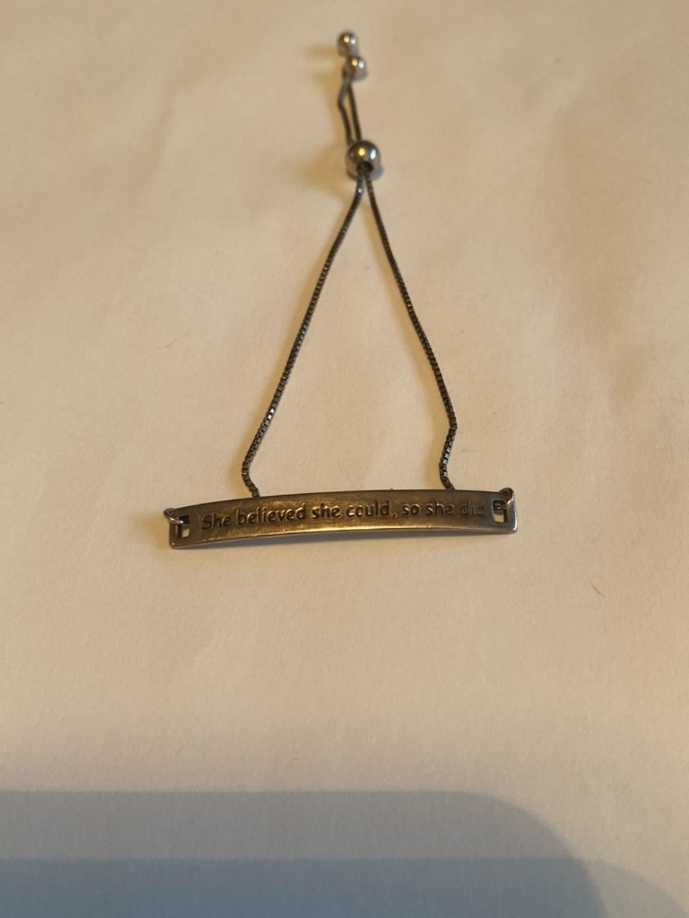 Inspirational Silver .925  Bar bracelet- "She Believed She Could"